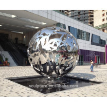 Urban sculpture high polished stainless steel hollow sphere metal sphere